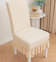 6 Pcs Cream Universal Dining Chair Cover
