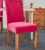 6pcs Pink Colour Velvet Chair Cover
