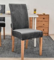 6pcs Ash Grey Colour Velvet Chair Cover